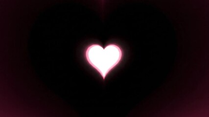 Concentric hearts, pink fading to black, with a bright white center heart