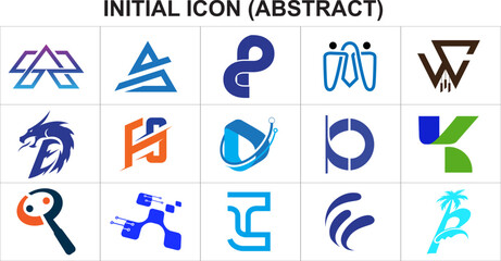 Abstract modern initial logo design vector, creative letter monogram symbol for business branding, minimal geometric style corporate identity template, professional alphabet logo concept illustration.