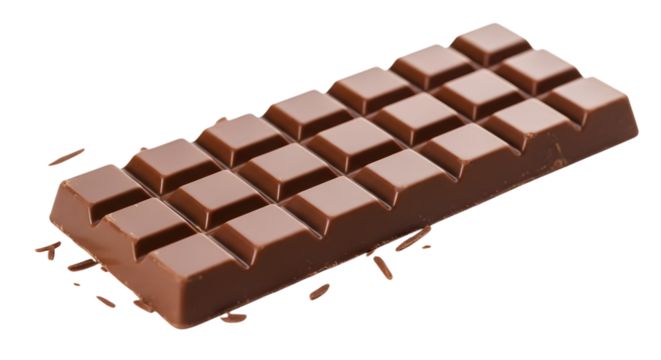 Delicious milk chocolate bar with square segments on a dark background