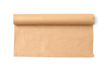 Top view of kraft wrapping packing paper roll
