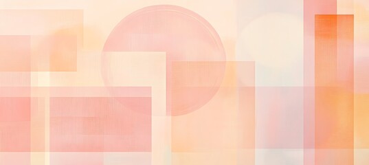 Abstract geometric composition with circles and rectangles in a soft peach and orange palette, creating a minimalist background empty template ideal for personalized use