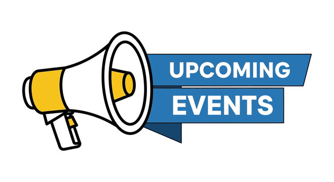 Upcoming events announcement with megaphone for marketing promotion use now!