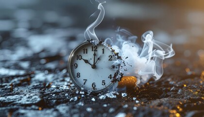 Clock Time's Transformation A Visual Metaphor of Decay, Fragility, and the Passing of Moments