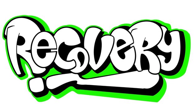 text recovery, letter recovery illustration with graffiti bubble style