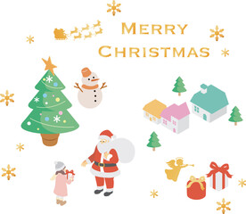 Fototapeta premium Merry Christmas! Isometric Winter Decoration Elements