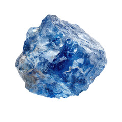 Fototapeta premium Faceted, translucent blue crystal chunk isolated on black