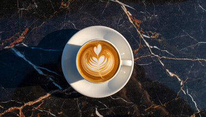 Coffee Latte Art on Marble Table