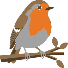 Robin Bird on Branch
