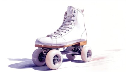 Elegant White Roller Skate on a Clean Background | Perfect for Skateboarding Projects