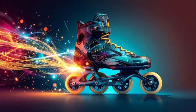 Inline Skate with Light Trails Action and Speed Illustration