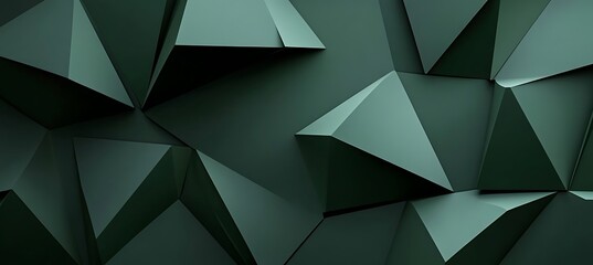 Dark green abstract polygonal background, low poly surface with shadows, modern geometric design concept empty template ideal for personalized use