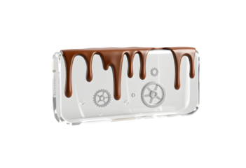 Melted Chocolate Dripping on a Transparent Gear Block