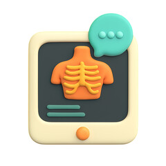 3d icon of medical xray icon with chat bubble isolated on transparent background