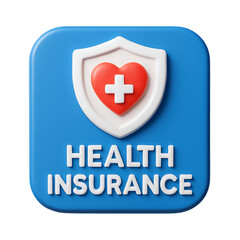 3d icon of health insurance icon with heart and shield isolated on transparent background