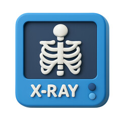 3d icon of xray of human chest isolated on transparent background for medical diagnosis