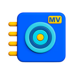 3d icon of blue machine vision camera icon isolated on transparent background