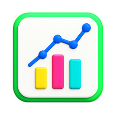 3d icon of colorful business chart icon isolated on transparent background