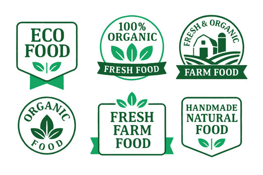Assorted Eco Food Labels And Badges For Organic Fresh Farm Handmade Natural Branding