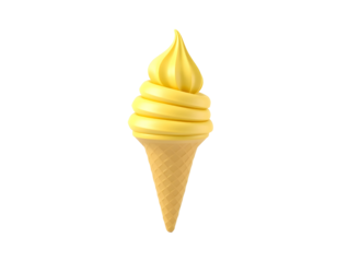 Yellow Soft Serve Ice Cream Cone 3D Render