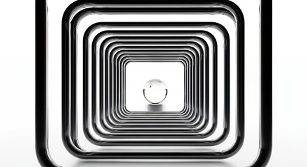 Abstract Tunnel of Light and Shadow with a Small Object at the End.