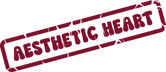 Expressive Maroon Rectangular Stamp Imprint Featuring Bold Aesthetic Heart Text for Emotional Appeal