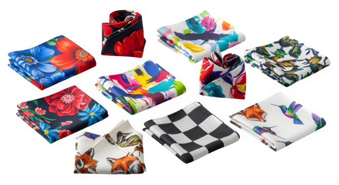 Collection of colorful patterned silk pocket squares for men s fashion accessories