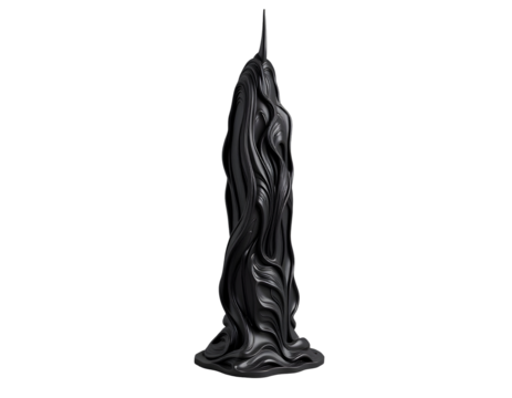 Abstract Black Molten Spire Sculpture