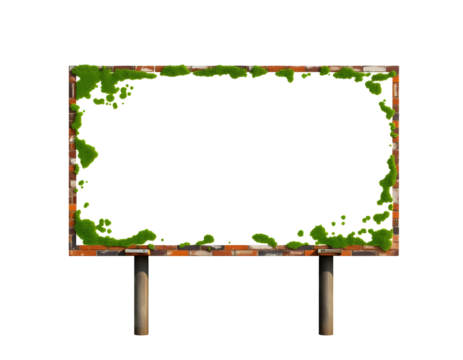 Rustic Wooden Sign Board with Mossy Frame and Transparent Background