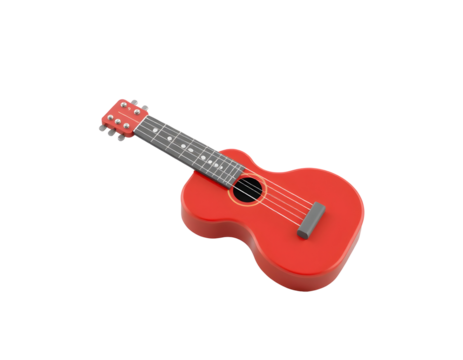 Vibrant Red Ukulele Musical Instrument 3D Icon