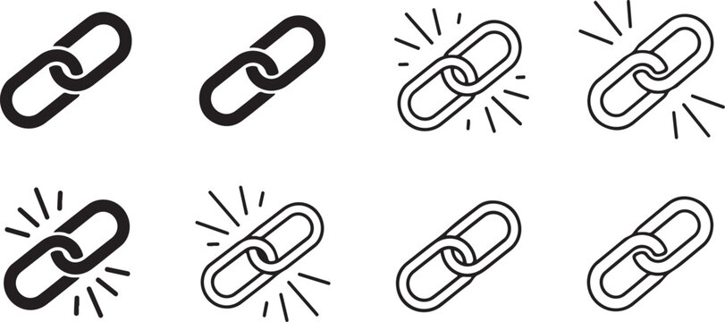 Collection of chain link icons in different styles