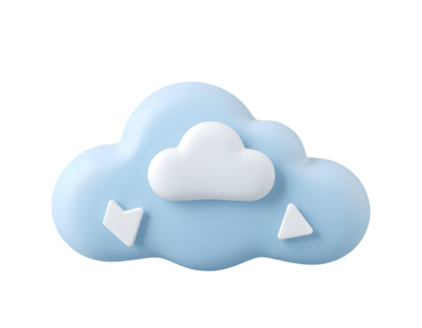 3D Cloud Storage and Data Transfer Icon