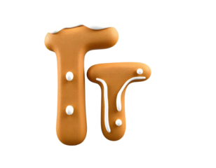 Gingerbread Capital and Lowercase Letter F with Icing