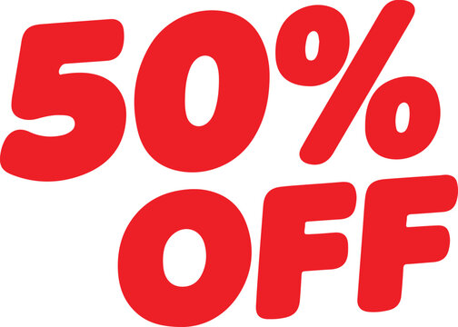 Red 50 percent off promotion for marketing use