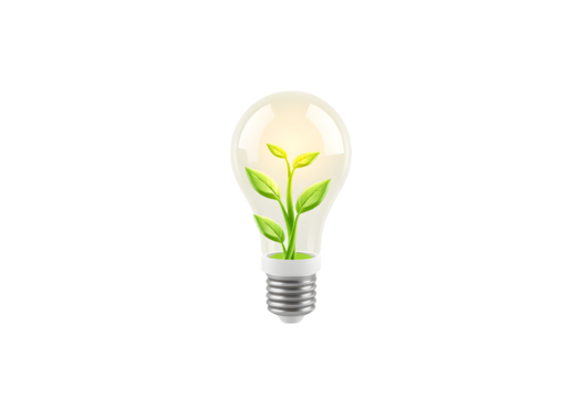 Green Energy Light Bulb with Growing Plant