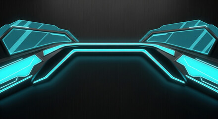 Futuristic neon-lit interface design with sleek lines against a dark background, ideal for technology themes
