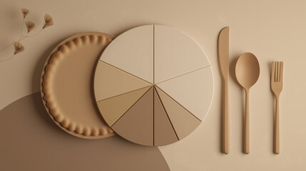 Minimalist Pie Chart Portion Control Earthy Aesthetic Concept