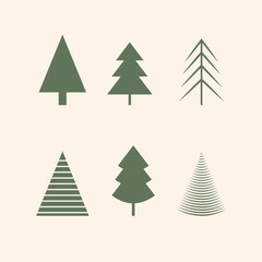 Fototapeta premium Minimal Christmas Tree Collection Vector Illustration