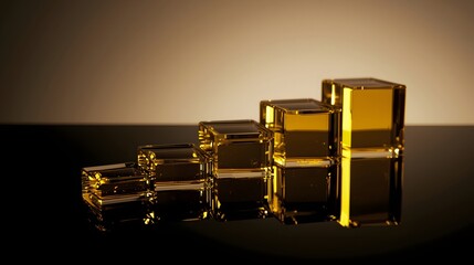 Minimal Gold‑Tinted Blocks with Studio Glow, Premium Branding Background