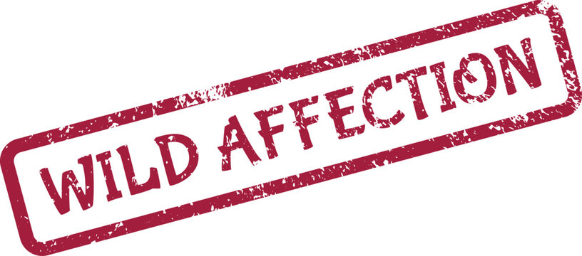 Vintage red grunge stamp featuring Wild Affection message for intense heartfelt emotional expression