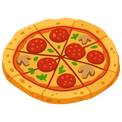 delicious Italian pizza appetizing food snack flat color vector illustration template design
