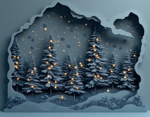 Christmas tree technical blueprint mechanical engineering design christmas tree tree papercut christmas paper vector background design merry