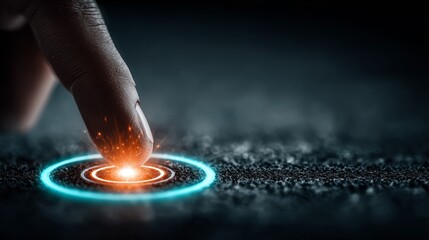 Touching the glowing circle technology innovation concept