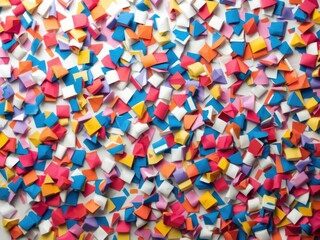 Vibrant confetti background with small colorful paper squares