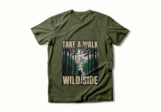 Adventure T Shirt Design Take A Walk To The Wild Side Forest Hiking