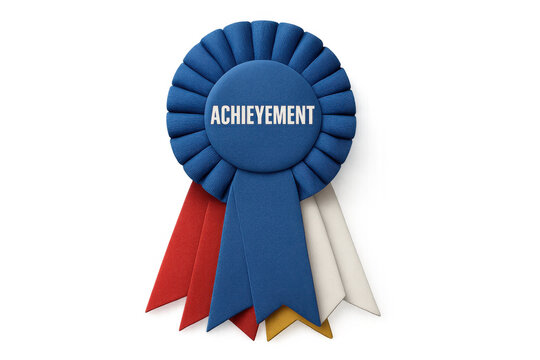 Achievement award ribbon with success winning concept, recognizing excellence and top performance, transparent background