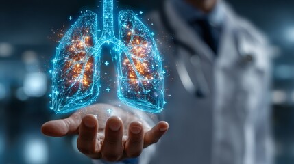 Digital Illustration of Lungs Held in Doctor's Hand
