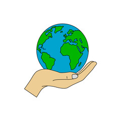 Hand Holding Earth Vector  Illustration