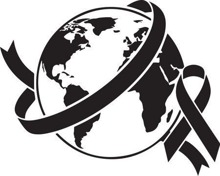 World aids day global awareness ribbon encircles planet earth symbol of hope