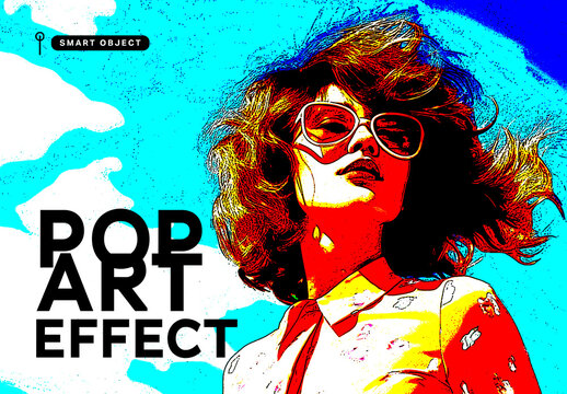 Vibrant Pop Art Photo Effect Template with Bold Comic Style Colors