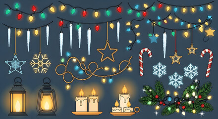 Festive Christmas Lights and Decorations for Holiday Celebrations